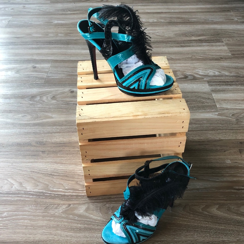 Gibellieri Couture Teal & Black Heels